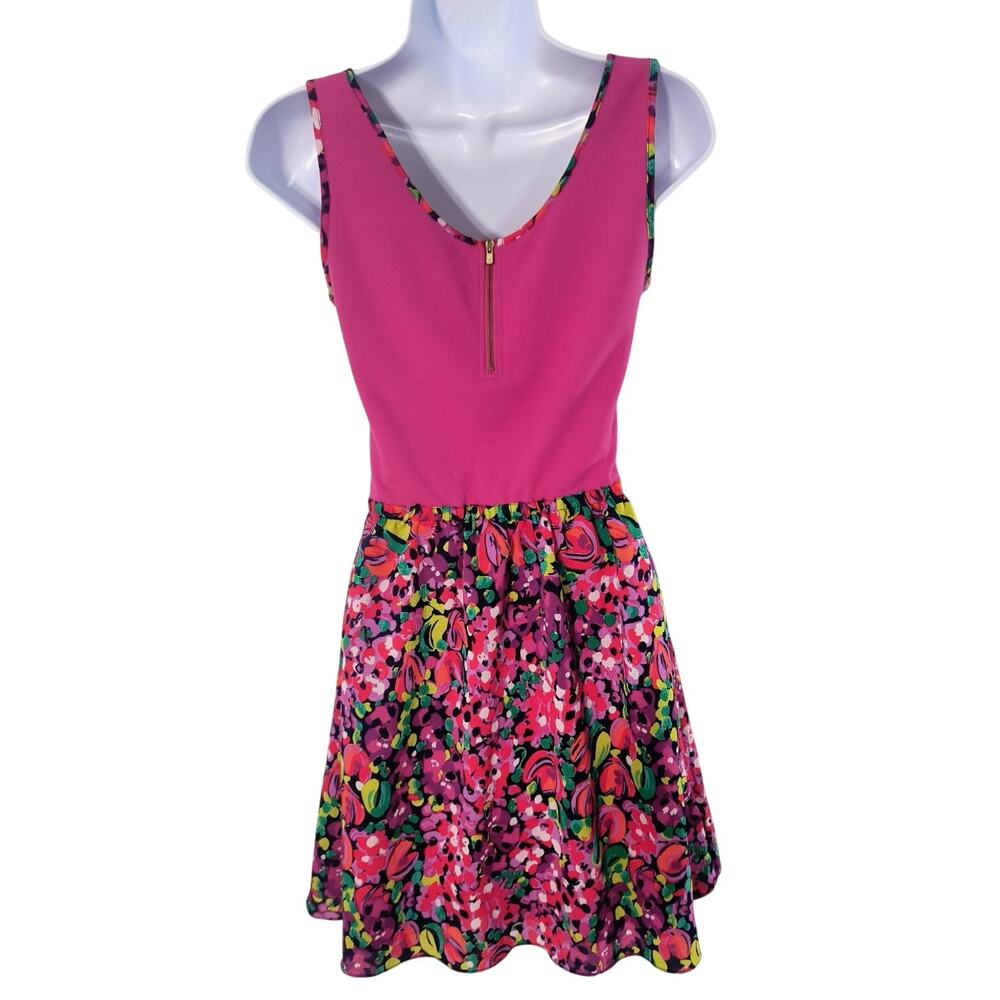 Lilly Pulitzer Mini Wrap Dress Small Pink Multicolor Floral Sleeveless Stretch - Picture 5 of 16